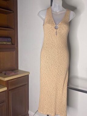 Made in USA Summer dress maxi gold/cream color boho vibe